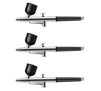 Kueohse 3X Aérographe Portable à Action, Buses de 0,3 mm, Stylo Aérographe pour Modèle de Gâteau, Peinture de Voiture, Beauté, Jet D'Encre, Noir