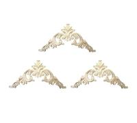 Kueohse 3X Applique de Coin en Bois Sculpté en Caoutchouc 15 X 15Cm Exquis Non Peint