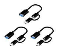 Kueohse 3X Câble Adaptateur USB 3.0 OTG 2 en 1 Type-C Convertisseur D'Interface Micro-USB vers USB 3.0 pour Câble de Charge de Téléphone Portable Ligne-Noir