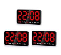 Kueohse 3X Horloge Murale Numérique, Horloge Numérique LED de 9 Pouces, Grand Écran avec 12/24 Heures, Gros Chiffres, Petite Horloge Murale Silencieuse (Rouge)