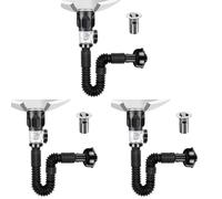 Kueohse 3X Kit de Vidange D'Évier de Salle de Bain avec Tuyau de Vidange D'Évier Flexible et Extensible en P, Tuyau de Vidange D'Évier Anti-
