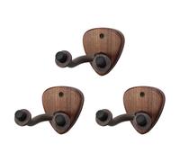 Kueohse 3X Support Mural pour Guitare avec Crochet, Base en Bois, Banjo, Basse, Guitare Électrique Acoustique, Support de Cou avec Fente pour Médiators, B