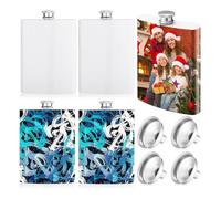 Kueohse 4 Pièces D'Accessoires pour Flacons de Sublimation avec Capuchon en Métal et Entonnoir Étanche Flacons en Acier Inoxydable de 8 Oz Récipients pour Flacons pour Garçons d'honneur