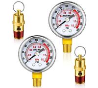 Kueohse 4 Pièces Ensemble de Soupape de Sécurité de Pression de Surpression de Compresseur D'Air et de Jauge D'Air, Vanne de Réservoir D'Air NPT 1/4 Po 0-200 PSI Accessoires de Jauge de Pression D'Air