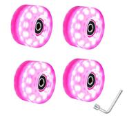 Kueohse 4 Roues de Roller Quad Lumineuses pour L'Extérieur, 58mm X 32mm, avec Double Rangée de Six Lumières Vives Roses.