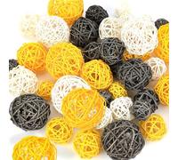 Kueohse 42 Pièces Boules de Rotin, Remplisseurs de Boules en Osier Orbes Décoratifs Sphères Remplisseurs de Vase pour Centres de Table de Mariage à