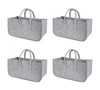 Kueohse 4X Accessoire Décoration Élégant Sac de Rangement Journal Pique-Nique Vêtements Feutre Bois de Chauffage Shopping Voyage Panier Gris Clair