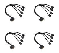 Kueohse 4X Câble Adaptateur de Ventilateur de Refroidissement, 15 Broches SATA vers 4 X 3 Broches/4 Broches PMW 12 V PC Câble Adaptateur d'alimentation du Ventilateur vers 15 Broches SATA
