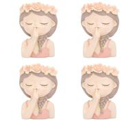 Kueohse 4X Kit de Pots de Petites Plantes Succulentes Féeriques avec Trou de Drainage, Pot de Cactus D'Intérieur de 4 Pouces, Vases de Fleurs Mignons Uniques, Décors B