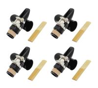 Kueohse 4X Kit D'Embouchure, Comprend une Ligature + Anche de Clarinette 2.5 + Embouchure de Clarinette Noire Capuchon en Plastique Accessoires pour Instruments de Musique