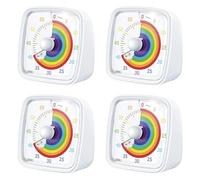 Kueohse 4X Minuterie Visuelle de 60 Minutes avec Veilleuse, Compte à Rebours, Minuterie Pomodoro avec Motif Arc en Ciel pour Enfants et Adultes Blanc