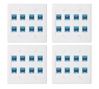 Kueohse 4X Plaque Murale Ethernet 8 Ports - Double Gang Cat6 RJ45 Jack Câble Réseau Façade à - Bleu