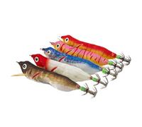 Kueohse 5 Leurres de Pêche Artificiels en Bois de 10 cm, Leurres de Pêche à la Crevette, Leurres Clignotants, Leurres de Pêche à la Turlutte, Leurres de Pieuvre