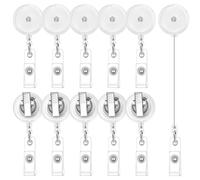 Kueohse 50 Pièces Bobines de Badge Rétractables avec Pince Crocodile Pivotante, Porte-Bobines de Badge, Clips de Bobine de Badge Translucides Transparents