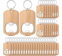 Kueohse 50 Pièces Décapsuleur en Bois Porte-Clés en Bois Décapsuleur Vierge Porte-Clés Non Gravure sur Bois en Vrac pour Mariage