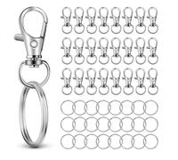 Kueohse 50 Pièces en 25 Ensembles, Fermoirs Mousquetons Pivotants en Métal, Mousquetons et Porte-Clés Robustes, pour Kit de Fabrication de Porte-Clés A
