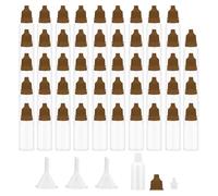 Kueohse 50 Pièces Petites Bouteilles Compte-Gouttes Vides en Plastique à Embout Fin 15 Ml Compte-Gouttes Liquide Compressible Portable Marron