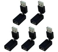 Kueohse 5X Noir USB 2.0 Male vers USB Adaptateur D'Extension d'angle de Rotation A 360 Degre