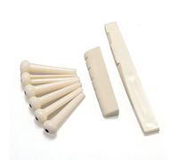 Kueohse 6 Broches de pont + selle + Oeille/Os de selle de pont pour Guitare acoustique blanche