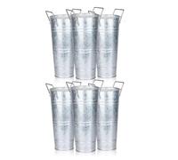 Kueohse 6 Pièces Seau à Fleurs Galvanisé 10 Pouces Seau à Fleurs avec Poignées pour Le Centre de Table Floral à Domicile pour Mariage et Fleur Coupée