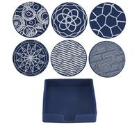 Kueohse 6 PièCes SéRies sous-Verres Ronds en Caoutchouc de Silicone avec BoîTe de Rangement, AdaptéS pour Bar, DéCoration de Table, Protection de Bureau.