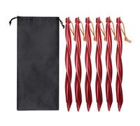 Kueohse 6 X 25 cm Piquets de Extérieure Clous de Sol avec Sac de Rangement Clous Coupe-Vent Accessoires de Camping Fixation de Rouge