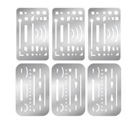 Kueohse 6PCS 2 Styles Gabarits en Acier Inoxydable, Gabarit de Gomme, Gabarit de Dessin, Outils de Dessin