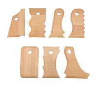Kueohse 7 pièces Outils de poterie Outils de moulage de pieds d'argile de nervures de structure en bois Générateur de pieds