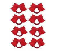 Kueohse 8 Anneaux de Porte-Serviettes à Nœud Rouge, Porte-Serviettes de Noël en Velours avec Boucle, Décoration de Table pour Dîner de Fête de Noël, et Facile à Utiliser