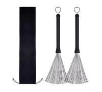 Kueohse Accessoires pour Instruments de Musique Brosse à Tambour en D'Acier Rétractable 1 Paire Brosse avec Poignée en Caoutchouc