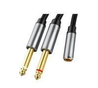 Kueohse Adaptateur de Câble 3,5 mm vers Double 6,5 mm Jack Mono Mâle 6,5 vers Cordon Audio Stéréo 3,5 pour Amplificateur de Mixage DVD Adaptateur 6,35 mm A