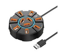 Kueohse Adaptateur Répartiteur Multiple USB 2.0 5 Gbit/S Haute Vitesse, Répartiteur USB, Adaptateur d'alimentation, Extension Multiple pour PC Portable, 10 Ports