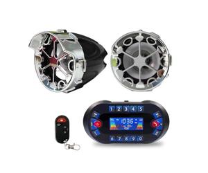 Kueohse Amplificateur de haut-parleur Bluetooth pour moto - Sortie 2,1 A - Lecteur MP3 - Radio FM - Haut-parleur stéréo - Noir