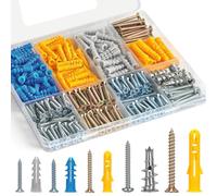 Kueohse Anchoir de Cloisons Sèches et Combo à Vis Ensemble Anchor de Cloisons Sèches en Zinc, 5 Tailles Courtes et Longues pour Suspendre des Photos, des Tiges de Rideau