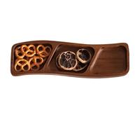 Kueohse Assiette Creuse Incurvée en Bois, 1 Pièce, à Trois ou Quatre Compartiments, pour Fruits Secs et Bonbons, ou pour Trempettes et Assaisonnements.