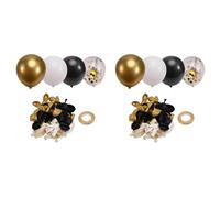 Kueohse Ballons Noirs et Dorés, 134 Pièces de 12 Pouces, Ballons Confettis Noirs, Blancs et Dorés pour Anniversaire, Mariage, an