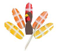Kueohse Bâtonnets de plantes en forme de dinde - Décoration de Thanksgiving pour l'extérieur, le jardin, la ferme, la terrasse, les pots de fleurs, décoration de Thanksgiving, , facile à