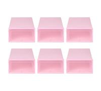 Kueohse BoîTe à Chaussures 6 PièCes de Couleur Bonbon, BoîTe de Rangement pour Chaussures en Plastique Transparent, Tiroir de Rangement pour Armoire à Chaussures Rectangle Rose