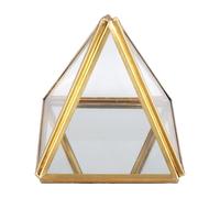 Kueohse Boîte à en verre doré, géométrique, décorative, pyramide en verre géométrique, porte-bagues pour mariage, cadeau d'anniversaire S