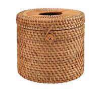 Kueohse Boîte à mouchoirs ronde en rotin - Porte-rouleau de papier toilette - Pour salle de bar, maison, hôtel et bureau
