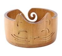 Kueohse Bol en Bois Fait à la Main en Forme de Chat pour Fournitures de Crochet, Solution de Rangement pour Organisateur de Crochet