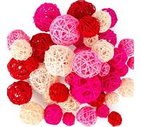 Kueohse Boules de Rotin en Osier Boules de Rotin Rose pour Mariage pour Fête d'anniversaire Décoration de Table à 42 Pièces