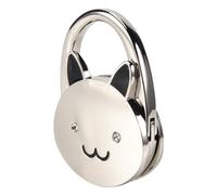 Kueohse Chat noir dessin animé pliable argenté sac à main crochet antidérapant base en caoutchouc