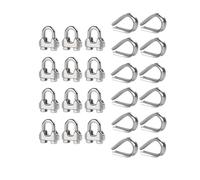 Kueohse Cintre 1/4 Pouce M6 Serre-Câble pour Câble Métallique Kit de Serre-Câble pour Câble Métallique de 1/4 Pouce Gréement de Cosse, 12 Ensembles Durables, Installation Facile et Facile à Utiliser