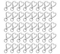 Kueohse Clip Porte-Clés pour Porte-Monnaie, Porte-Cartes - Porte-Clés en Forme de Cœur, 40 Pièces de Mousquetons Argentés pour Clés, Design de Crochet à Pression