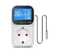 Kueohse Contrôleur de Température Numérique Prise de Courant Thermostat avec Sonde de Capteur Interrupteur de Chauffage et de Refroidissement Rétroéclairage Prise UE