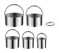 Kueohse Coupe-Biscuit 5 PièCes avec PoignéE - Moules de Cuisson à L'Emporte-PièCe en Forme de Cercle Rond en Acier Inoxydable, 5 Tailles