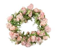 Kueohse Couronne rose réaliste faite à la main pour porte d'entrée, mariage, décoration murale à la maison - 17 couronnes de porte artistiques