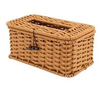 Kueohse Couvercle pour boîtes à mouchoirs rectangulaires en rotin - Porte-mouchoirs tissé décoratif de style bohème vintage de style maison de campagne pour ,