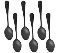 Kueohse Cuilleres a Cafe Noires cuilleres a Cafe, cuilleres a Gateau en Acier Inoxydable Mini, cuillere a Creme glacee, Petites cuilleres pour Le Dessert, Lot de 6 (cuilleres a Cafe Noir)